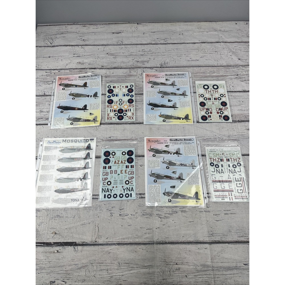 AEROMASTER DECALS 1/48  Mosquito Raiders Lot Collectible Run of 4 Sheets.